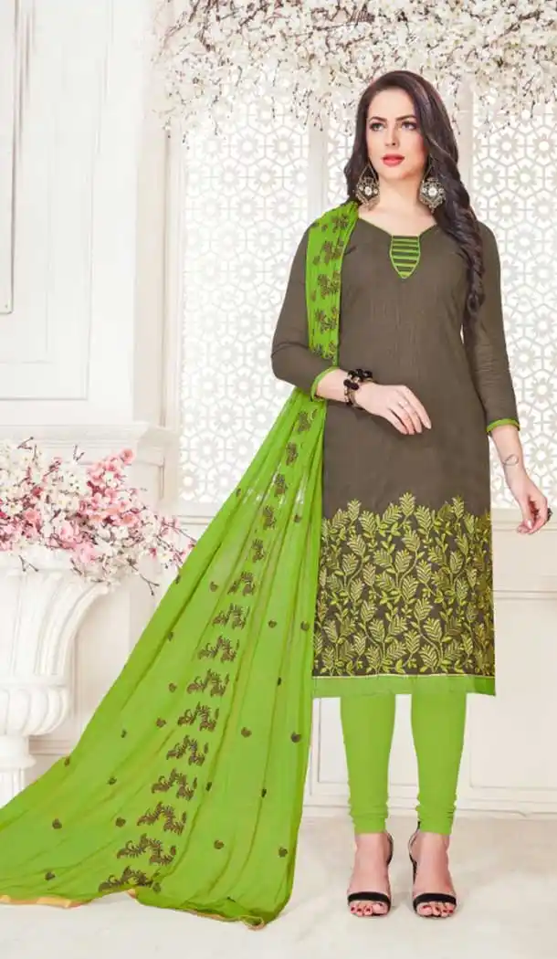 Dark Grey South Cotton Formal Office Wear Salwar Kameez - 386046386