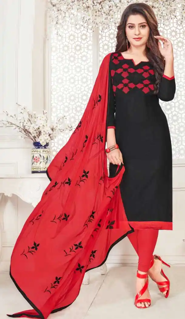 Black Color South Cotton Formal Office Wear Salwar Kameez - 386046389