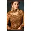 Brown Color Net Designer Floor Length Salwar Kameez - 58387616