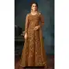 Brown Color Net Designer Floor Length Salwar Kameez - 58387616