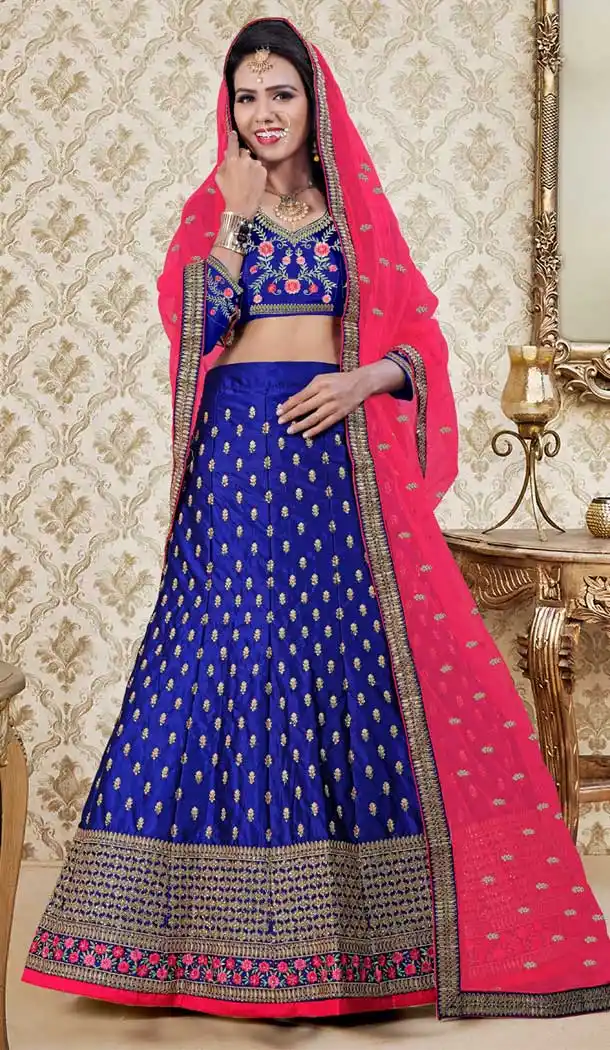 Navy Blue Color Fancy Silk Heavy Designer Wedding Lehenga Choli | 387946775