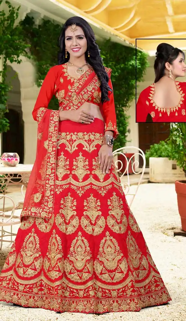 Gorgeous Red Color Velvet Designer Wedding Lehenga Choli | 387946779