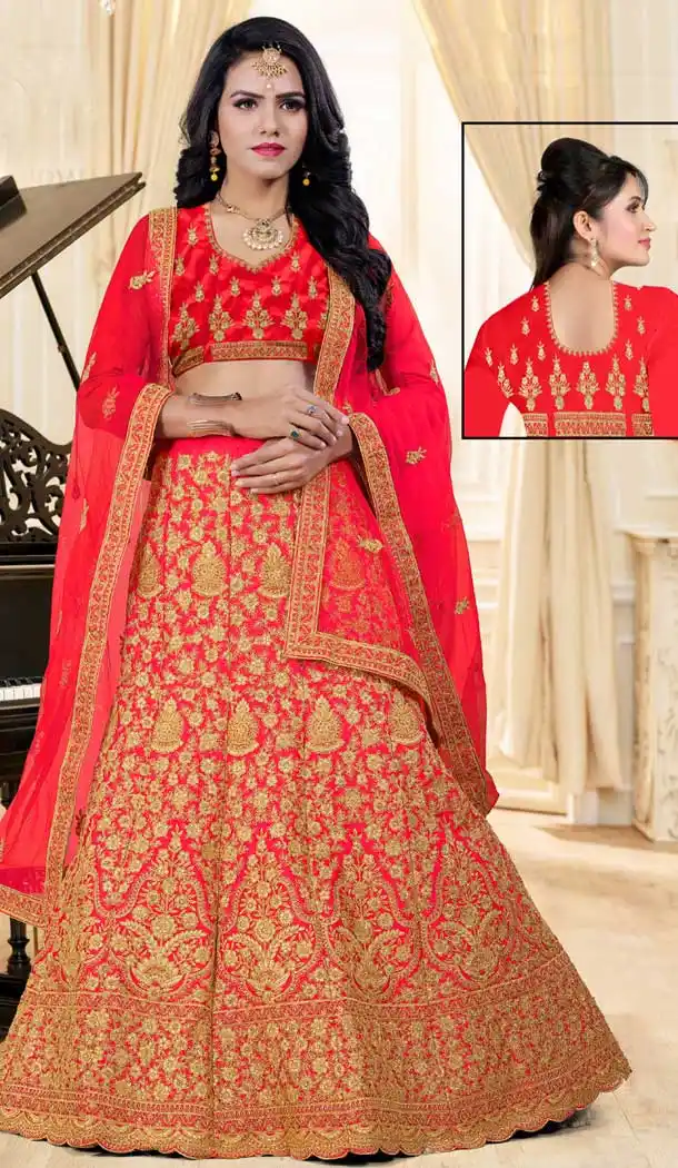 Fascinating Red Color Velvet Designer Wedding Lehenga Choli | 387946780