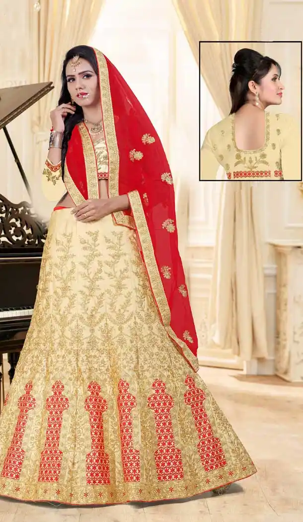 Cream Color Velvet Heavy Designer Wedding Lehenga Choli | 387946784