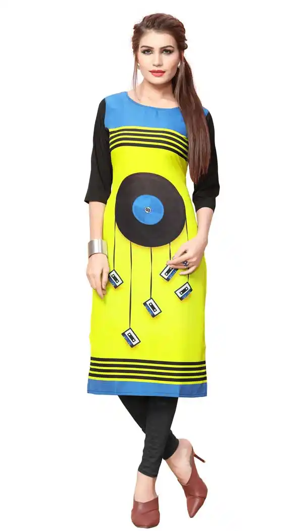 Classy Multi Color American Crepe Casual Wear Readymade Kurtis - 3302861