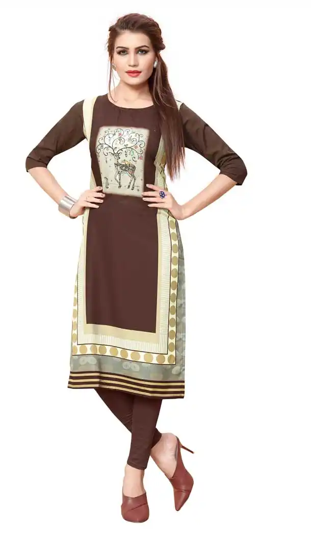 Ethnic Multi Color American Crepe Casual Wear Readymade Kurtis - 3302868