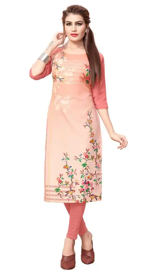 Ethnic American Crepe Fabric Digital Printed Kurtis in Multi Color - 3312872