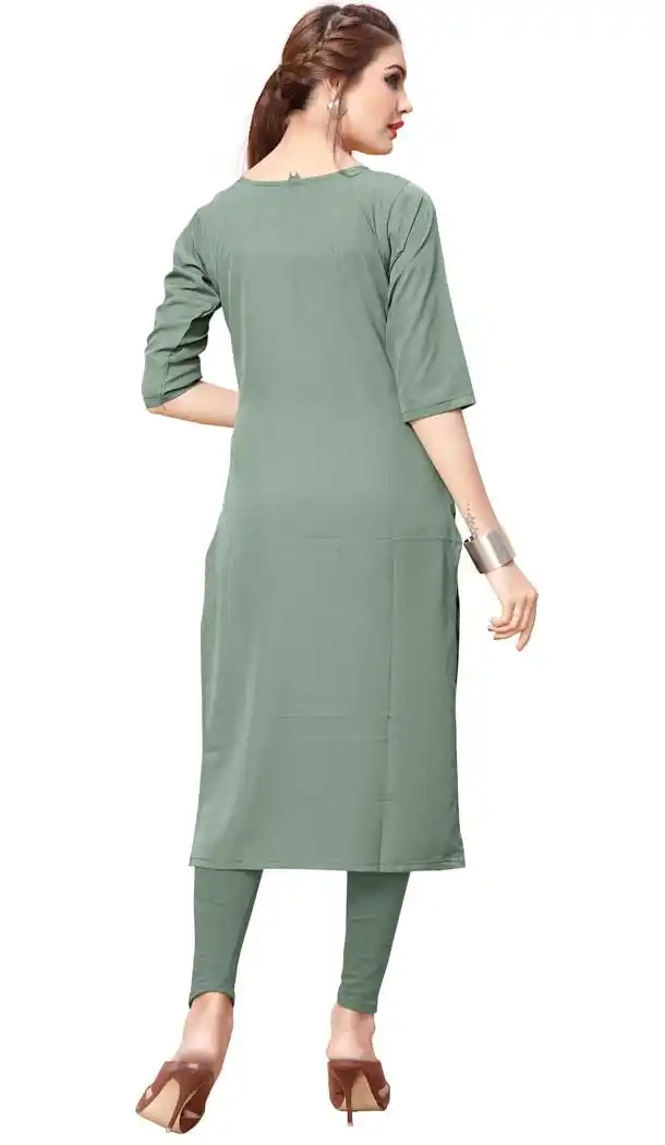 American Crepe Fabric Digital Printed Dazzling Diva Kurtis in Multi Color - 3312878