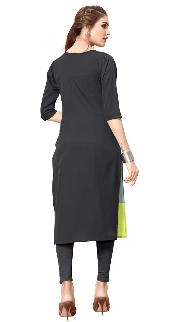 American Crepe Fabric Digital Printed Kurtis in Multi Color - 3312879