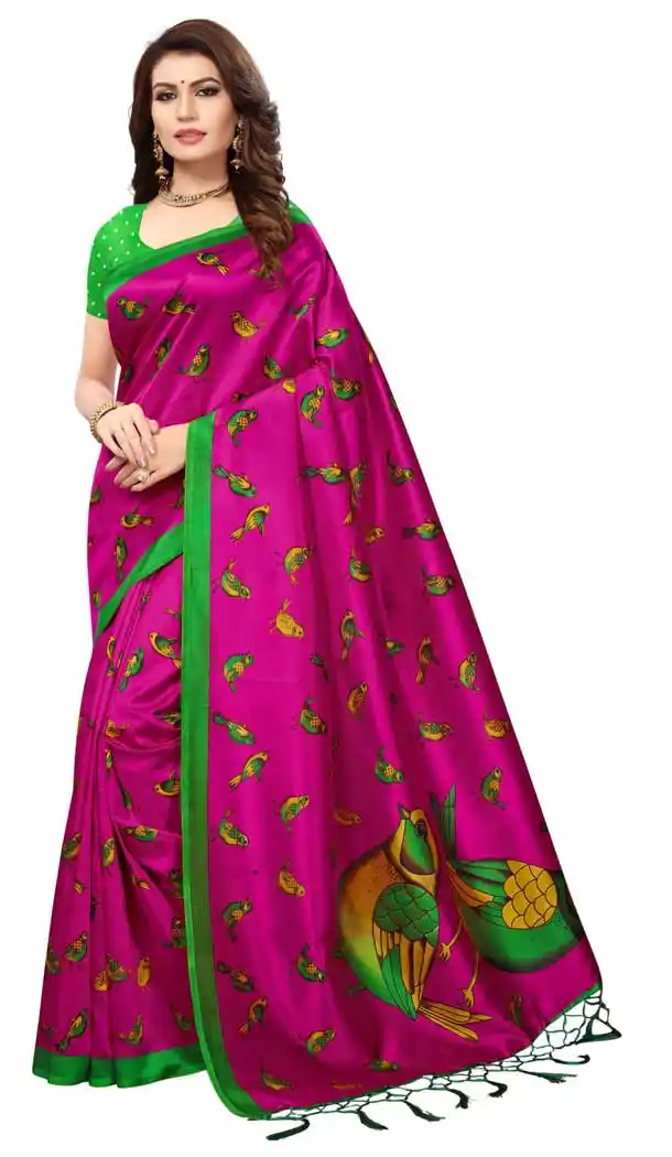 Magenta Color Mysore Silk Printed Causal Wear Saree - 387346593