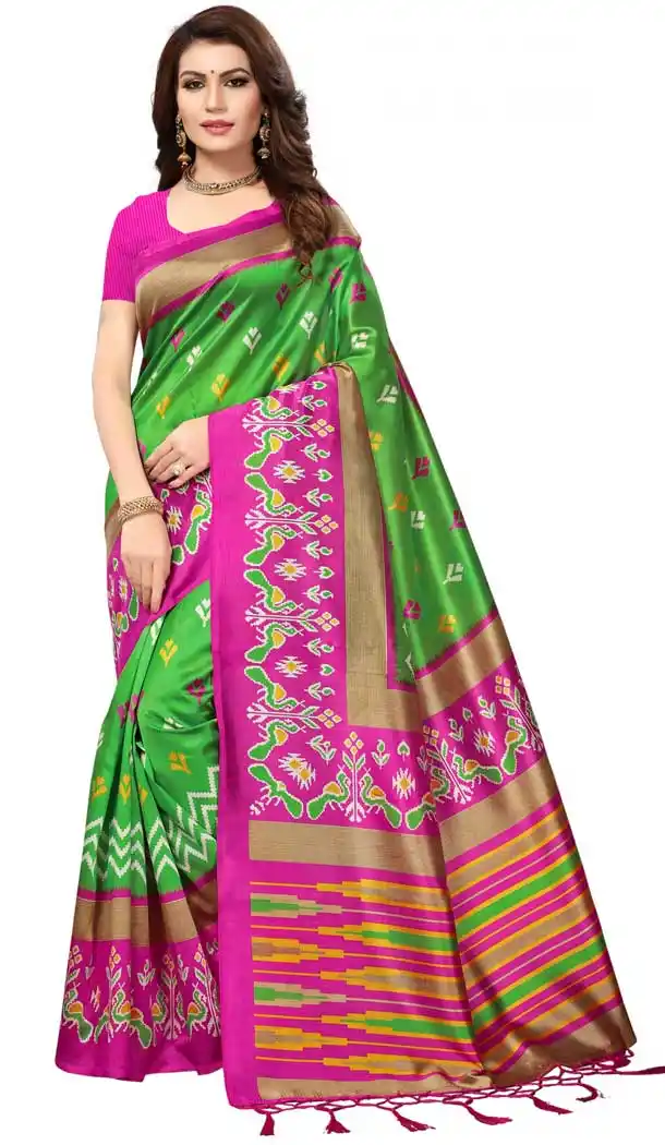 Green Color Mysore Silk Printed Causal Wear Saree - 387346596