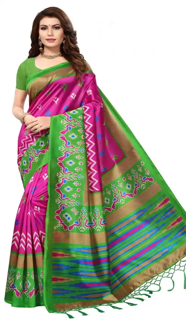 Pink Color Mysore Silk Printed Causal Wear Saree - 387346597