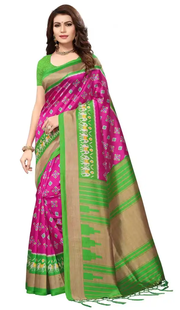 Pink Color Mysore Silk Printed Causal Wear Saree - 387346601