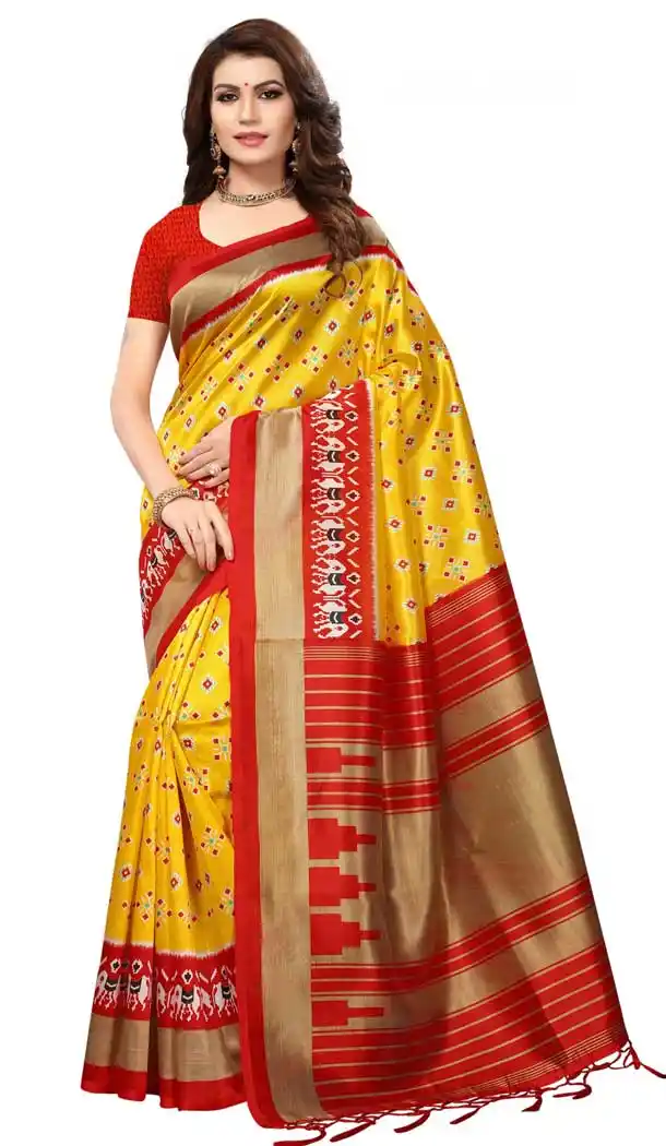 Yellow Color Mysore Silk Printed Causal Wear Saree - 387346602
