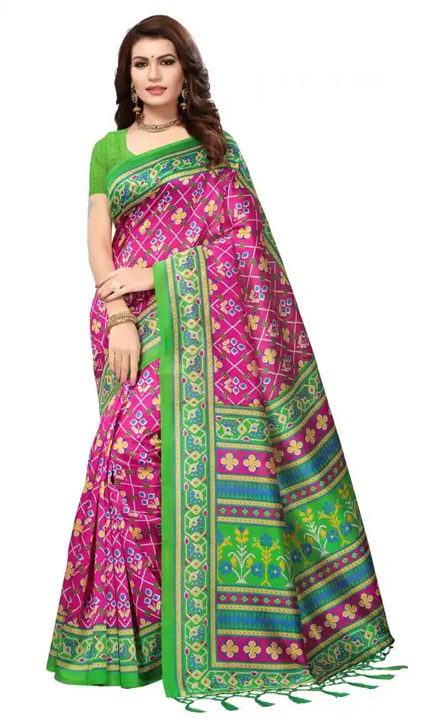 Pink Color Mysore Silk Printed Causal Wear Saree - 387346608