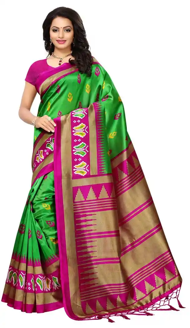 Mysore Silk Printed Causal Wear Saree in Green Color - 387546661