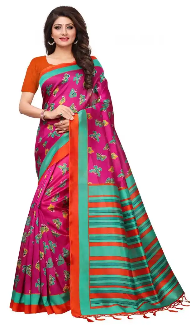 Mysore Silk Printed Causal Wear Saree in Magenta Color - 387546664