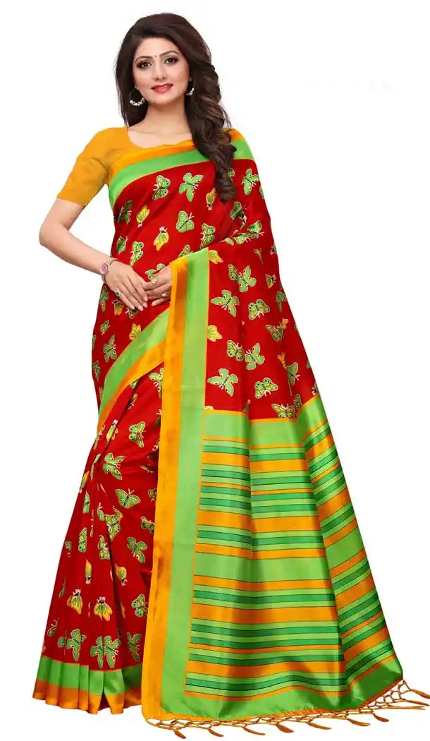 Mysore Silk Printed Causal Wear Saree in Red Color - 387546666