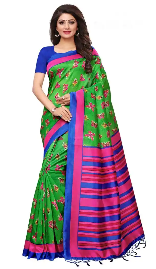 Mysore Silk Printed Causal Wear Saree in Green Color - 387546667