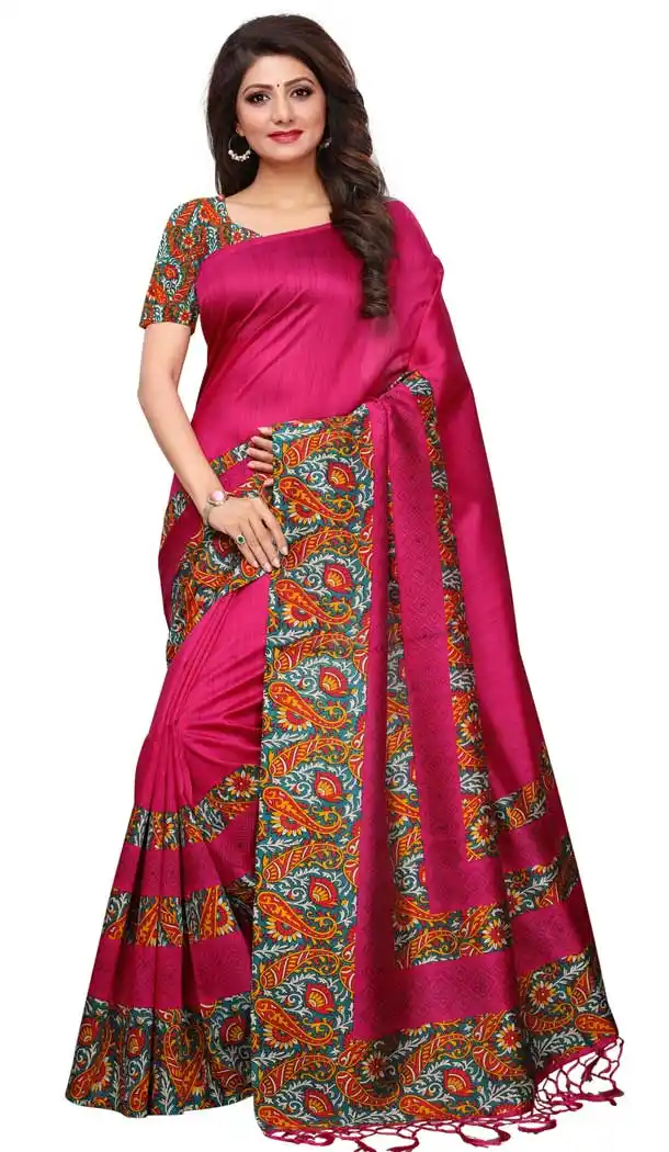 Mysore Silk Printed Causal Wear Saree in Magenta Color - 387546673