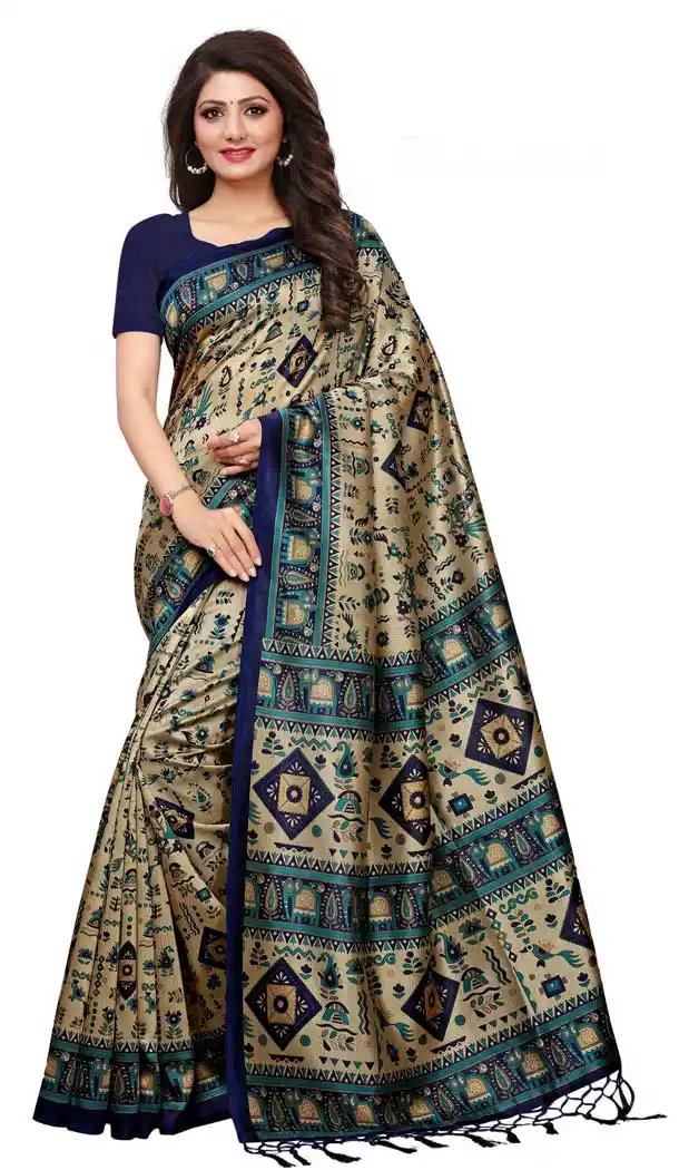 Mysore Silk Printed Causal Wear Saree in Multi Color - 387546676