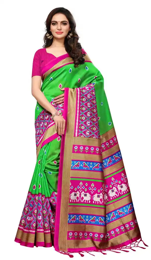 Mysore Silk Printed Causal Wear Saree in Green Color - 387546683