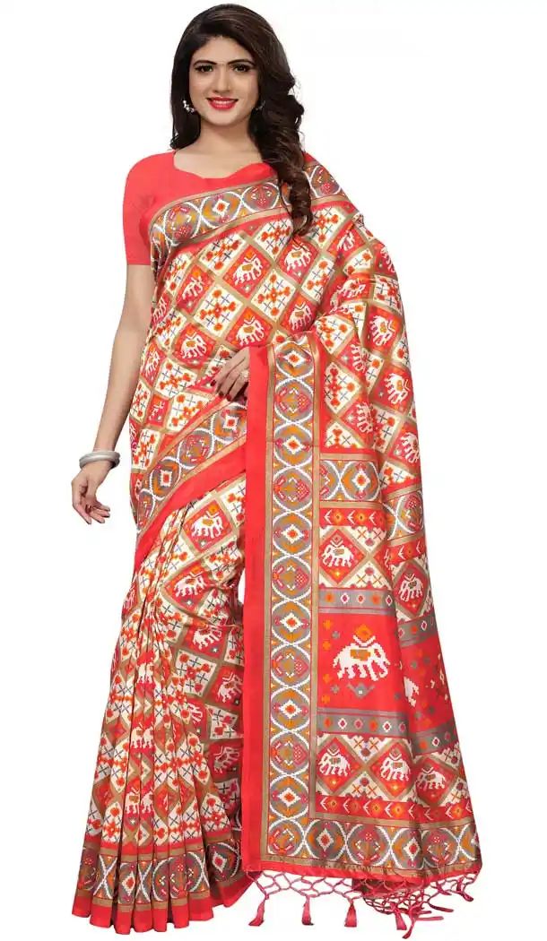 Mysore Silk Printed Causal Wear Saree in Multi Color - 387546687