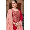 Pakistani Style Red Color Modal Silk Evening Wear Salwar Kameez - 389346890