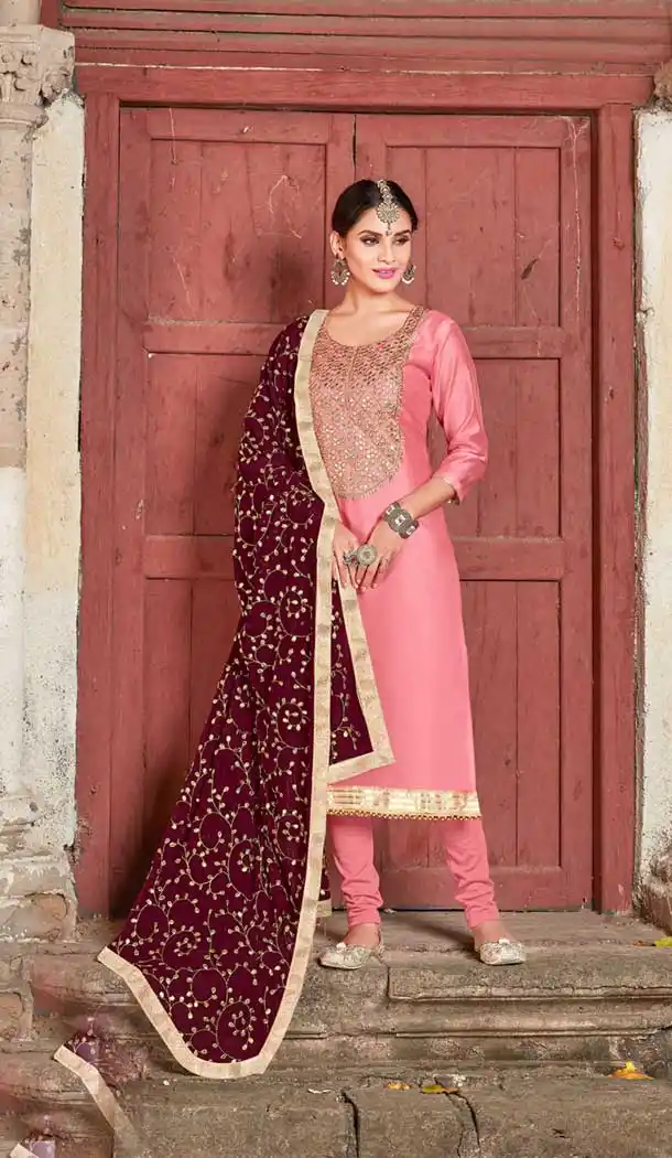 Pakistani Style Light Pink Color Modal Silk Evening Salwar Kameez - 389346892