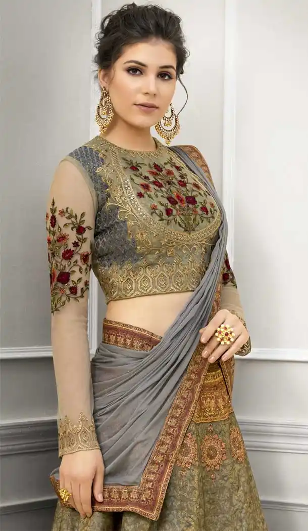 Pure Banarasi Natural Silk Designer Multi Color Lehenga Choli - 392647258
