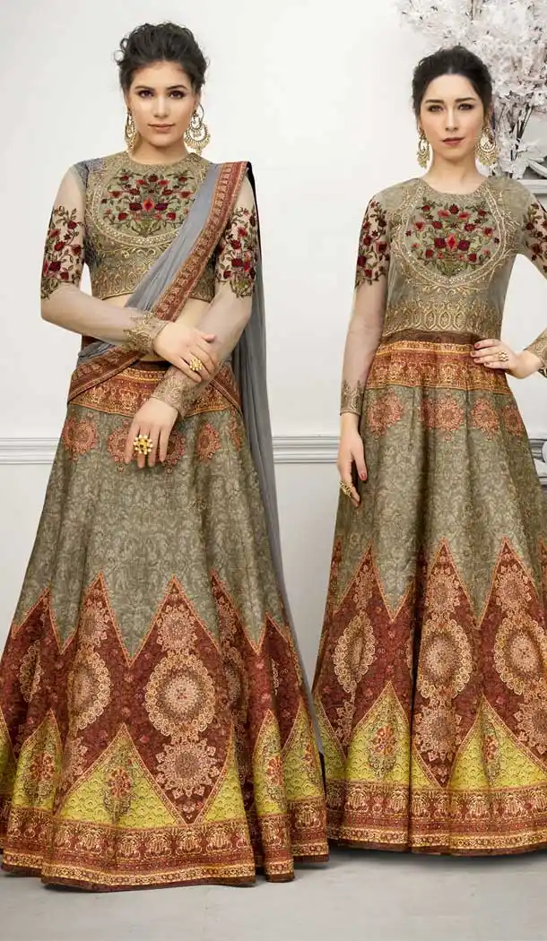 Pure Banarasi Natural Silk Designer Multi Color Lehenga Choli - 392647258