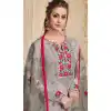 Pakistani Style Pure Upada Silk Grey Color Salwar Kameez - 393147367