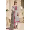 Pakistani Style Pure Upada Silk Grey Color Salwar Kameez - 393147367