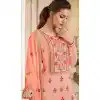 Pakistani Style Pure Upada Silk Peach Color Salwar Kameez - 393147368