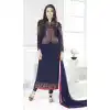 Navy Blue Bollywood Celebrity Karisma Kapoor Salwar Kameez with Jacket - 393547414