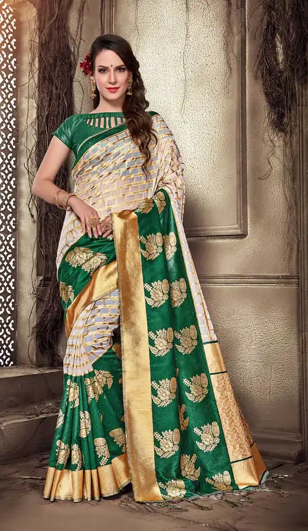 Green Color Organza Silk Banarasi Traditional Saree - 390747094
