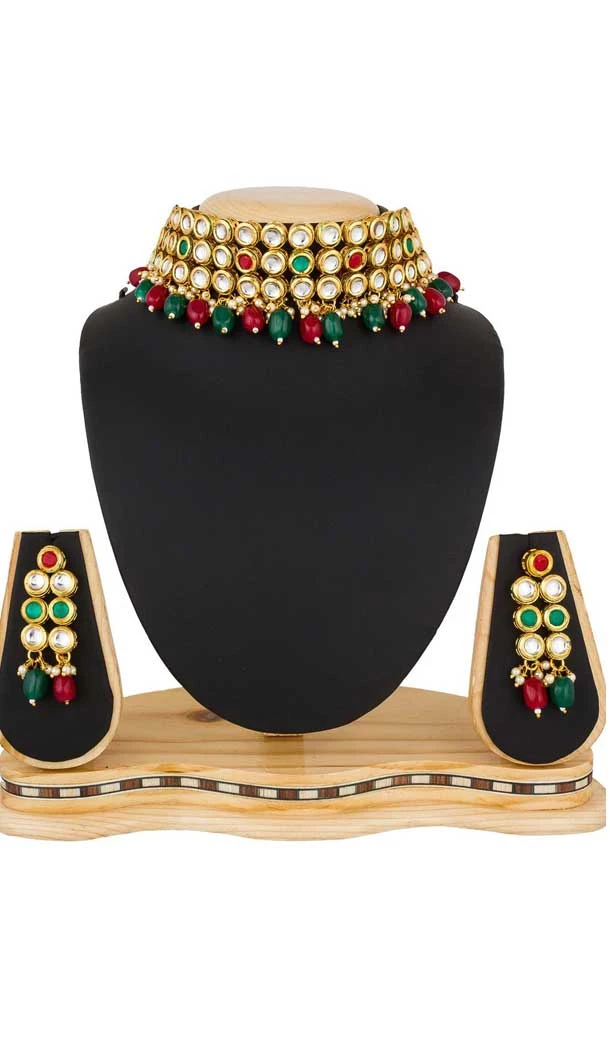 Multi Color Kundan Imitation Jewellery Necklace Set - 392947335