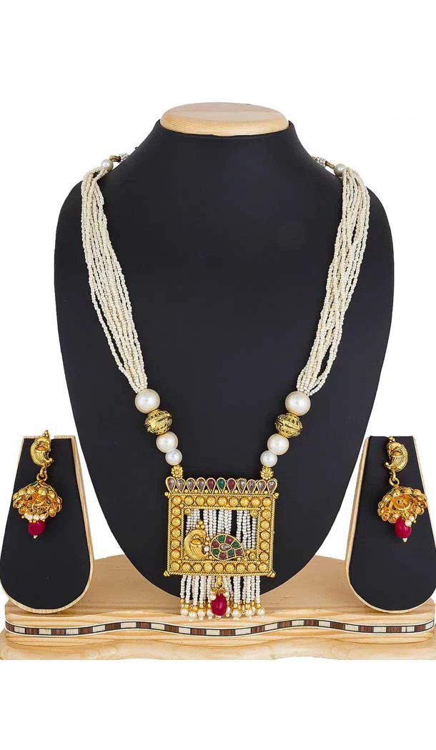 Multi Color Kundan Imitation Pendant Jewellery Necklace Set - 392947349