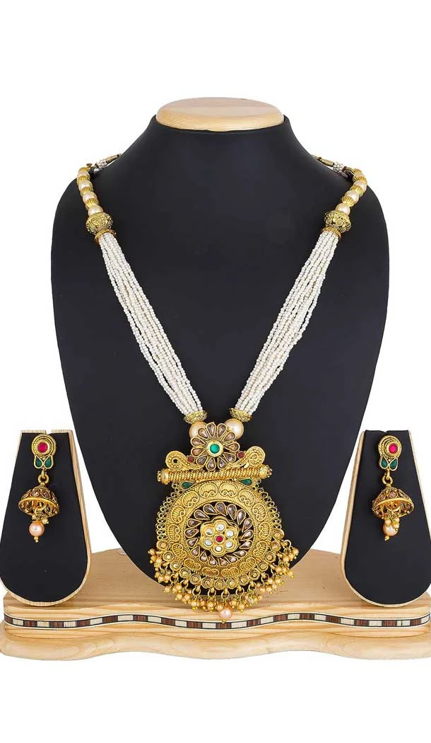 Multi Color Kundan Imitation Pendant Jewellery Necklace Set - 392947350
