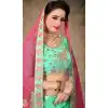 Green Color Velvet Satin Designer Mehendi and Sangeet Lehenga - 2812504