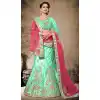 Green Color Velvet Satin Designer Mehendi and Sangeet Lehenga - 2812504