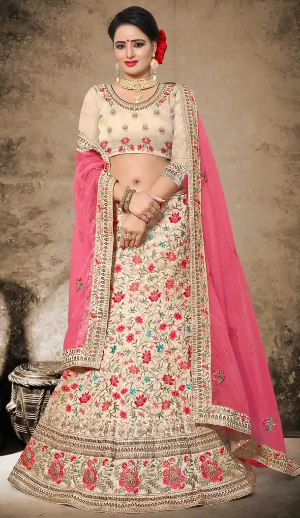 Chiku Color Mulberry Silk Designer Mehendi and Sangeet Lehenga - 2812506
