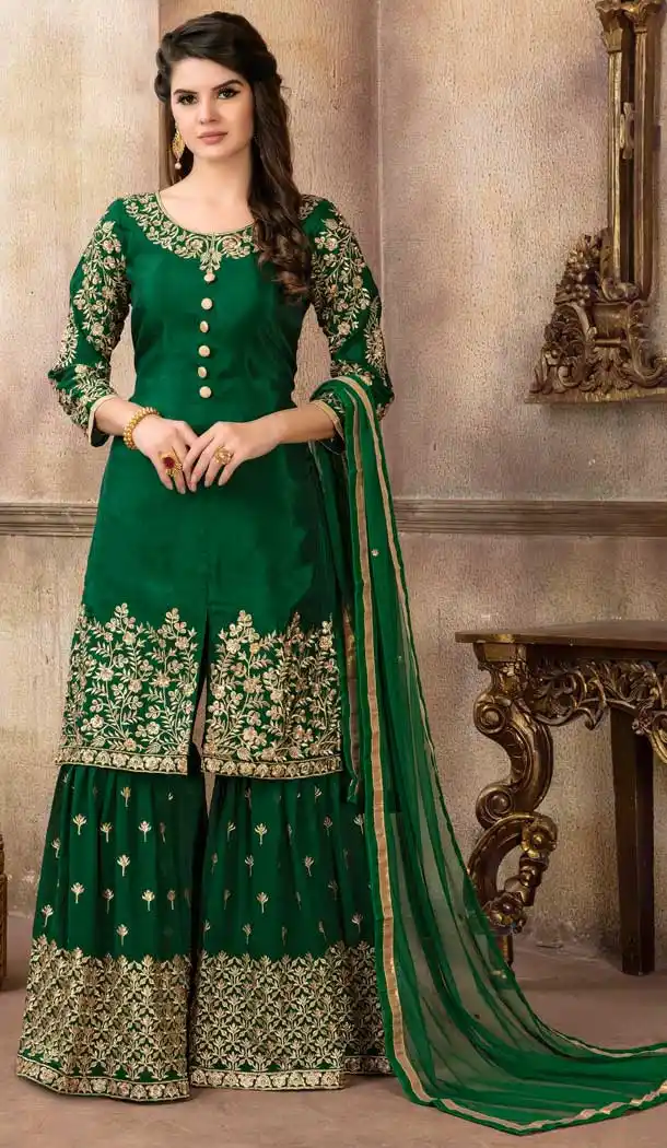 green bay homecoming dresses Green Printed Sharara Set – Charu Parashar Designs main image 1