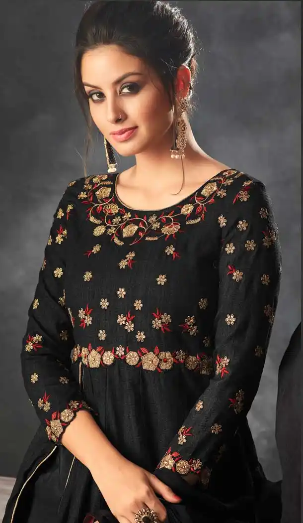 Black Color Art Silk Indo Western Designer Lehenga Suit - 58677977