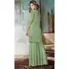 Pakistani Style Designer Green Color Net Palazzo Kameez - 397047888