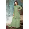 Pakistani Style Designer Green Color Net Palazzo Kameez - 397047888