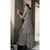 Pakistani Style Designer Grey Color Net Palazzo Kameez - 397047890