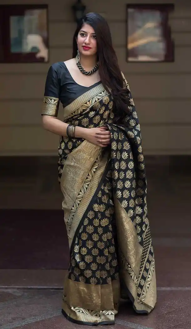 Women Designer Barnabas Silk Black Color Saree Blouse - 397447921
