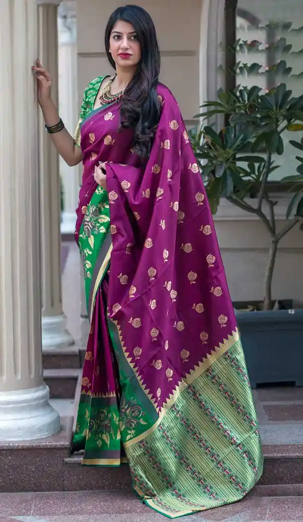 Women Designer Barnabas Silk Magenta Color Saree Blouse - 397447926