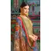 Golden Color Chanderi Cotton Printed Casual Wear Palazzo Suit - 400348257